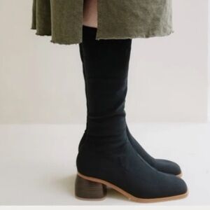 Paloma Wool Lupe Black Neoprene Block Heeled Boots Size 39/8.5US